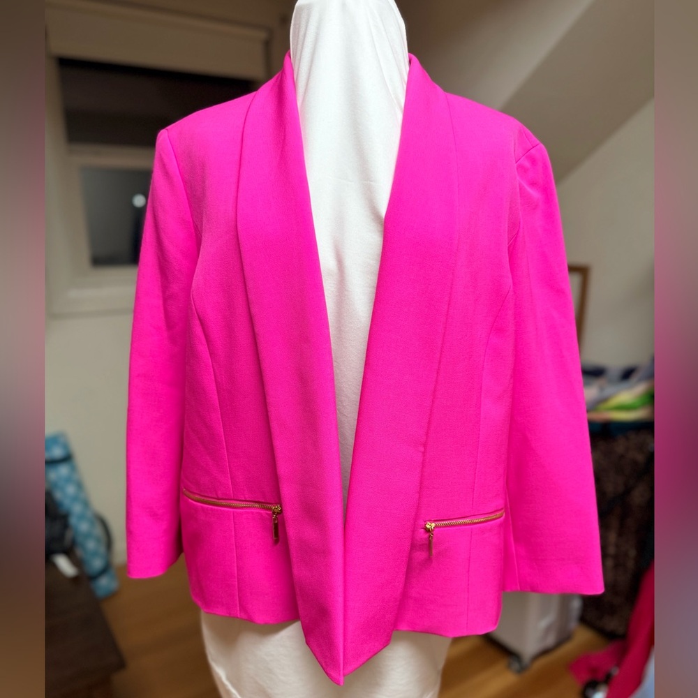 Like New - Evan Picone Bright Pink Blazer with Gold Accents